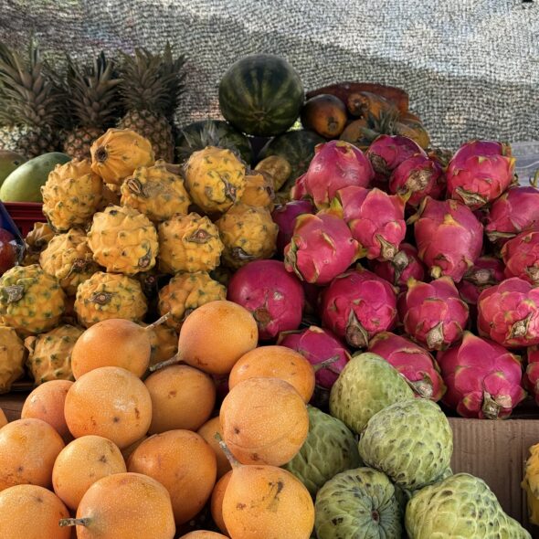 Frutas tropicales en Medellín durante un tour gastronómico por la comuna 13